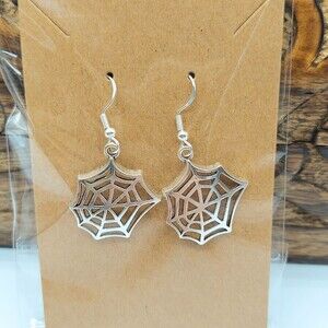 Spider Web Earrings Halloween Earrings Silver